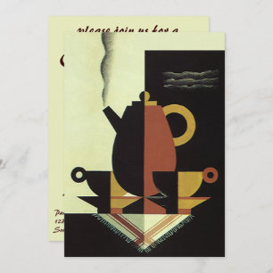 Vintage Drinks Beverages Coffee Pot with Cups Invitation