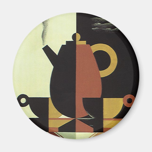 Vintage Drinks Beverages Coffee Pot with Cups Magnet (Front)