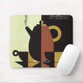 Vintage Drinks Beverages Coffee Pot with Cups Mouse Pad (With Mouse)