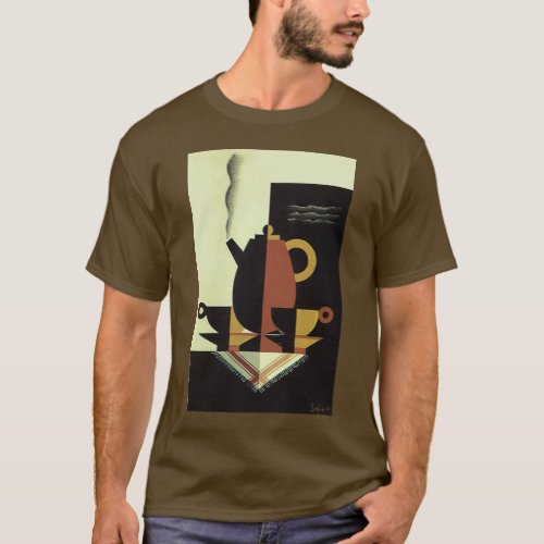 Vintage Drinks Beverages Coffee Pot with Cups T_Shirt