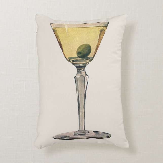 Vintage Drinks Beverages, Martini Olive Cocktail Accent Pillow (Front(Vertical))