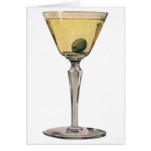 Vintage Drinks Beverages, Martini Olive Cocktail Cards