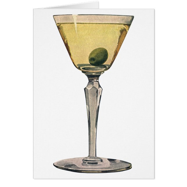 Vintage Drinks Beverages, Martini Olive Cocktail Cards (Front)