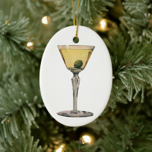 Vintage Drinks Beverages, Martini Olive Cocktail Ceramic Ornament