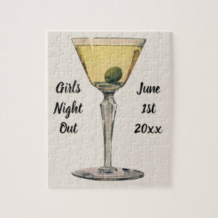 Vintage Drinks Beverages, Martini Olive Cocktail Jigsaw Puzzle