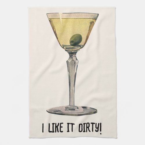 Vintage Drinks Beverages Martini Olive Cocktail Kitchen Towel