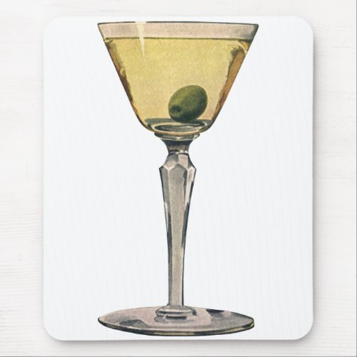 Vintage Drinks Beverages Martini Olive Cocktail Mouse Pad
