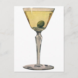 Vintage Drinks Beverages, Martini Olive Cocktail Postcard