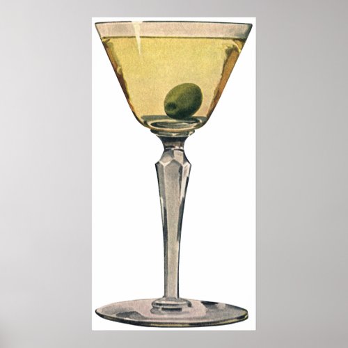 Vintage Drinks Beverages Martini Olive Cocktail Poster