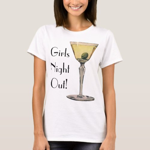 Vintage Drinks Beverages Martini Olive Cocktail T_Shirt