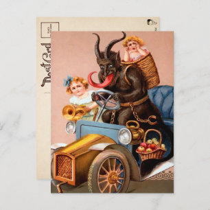 Vintage Driving Krampus Postcard