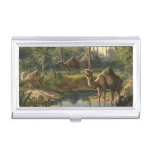 Vintage Dromedary Camel Desert Oasis Orientalist  Business Card Case