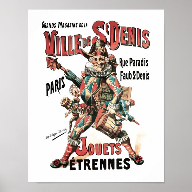 Vintage Drum Art Drummer Jester Toy Advertising Poster (Front)