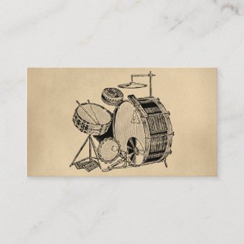 Vintage Drum Kit Drums Business Card by MusicShirtsGifts at Zazzle