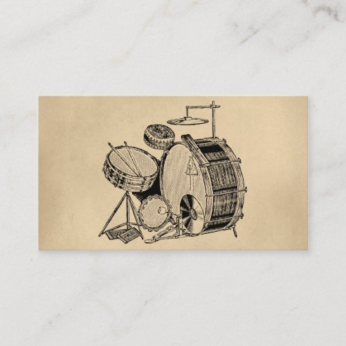 Vintage Drum Kit Drums Business Card
