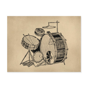 Vintage Drum Kit Drums Postcard