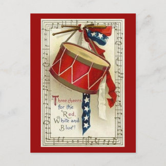 Vintage Drum & Ribbon - Postcard