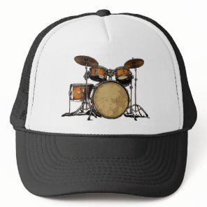 Vintage Drum Set Music Drummer-Musical Instrument Trucker Hat