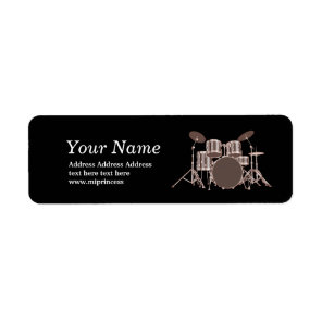 vintage,  drum set, music return address stickers