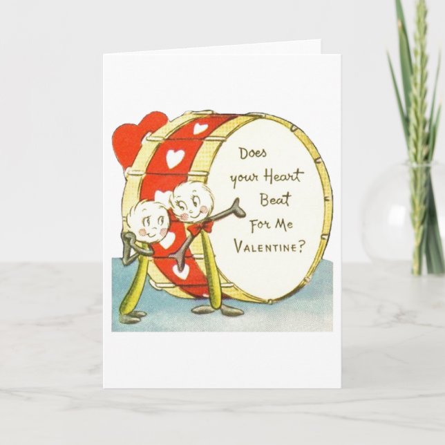 Vintage Drum Valentine's Day Card (Front)
