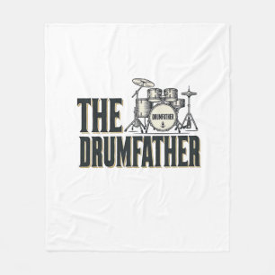 Vintage Drumfather Drummer Quote Vector Design_1 Fleece Blanket