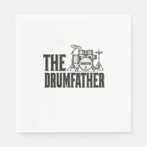 Vintage Drumfather Drummer Quote Vector Design_1 Napkins