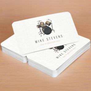 Vintage Drummer Drum Kit Band Elegant  Business Card