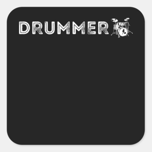 Vintage Drummer Drum Player Musician Square Sticker