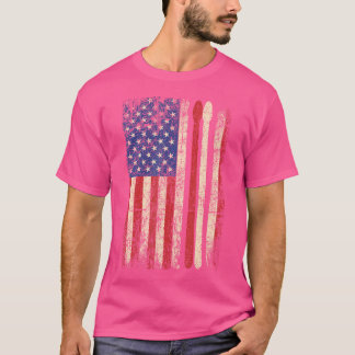 Vintage Drummer Drum Stick Usa Flag American 4Th O T-Shirt