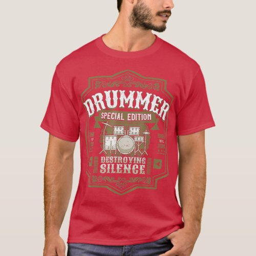Vintage Drummer Drumming Drums Drum Kit Percussion T_Shirt