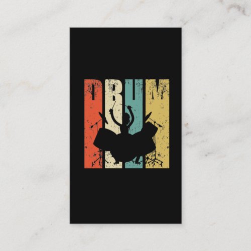 Vintage Drummer Percussion Drumming Silhouette Business Card