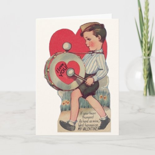 Vintage Drummer Valentines Day Card