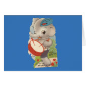 Vintage Drumming Elephant Valentine (Front Horizontal)