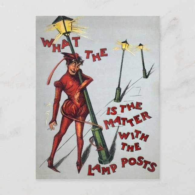 Vintage Drunk Devil Postcard (Front)