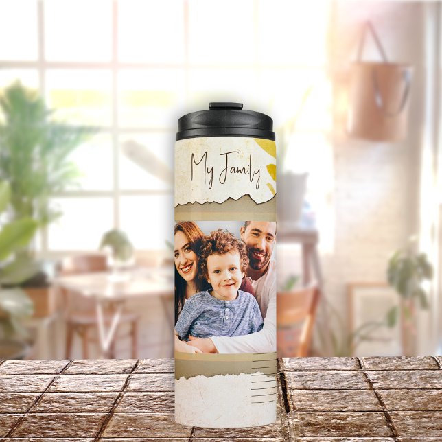 Vintage Dry Flowers Photo Montage & Text Thermal Tumbler (Creator Uploaded)