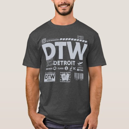 Vintage DTW Airport Code Travel Day Retro Travel T T_Shirt