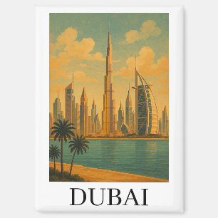 Vintage Dubai Travel – Retro UAE Skyline Magnet