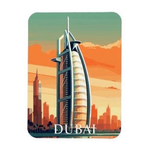 Vintage Dubai UAE Skyscrapers Travel Magnet