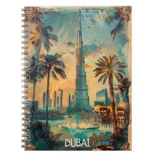 Vintage Dubai United Arab Emirates Burj Khalifa Notebook