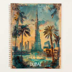 Vintage Dubai United Arab Emirates Burj Khalifa Planner
