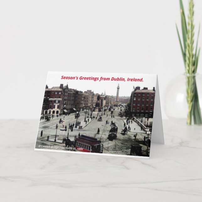 Vintage Dublin Christmas Greeting, Ireland c1895 Card (Front)