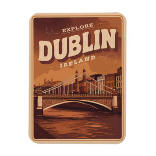Vintage Dublin city, Ireland republic travel gifts Magnet