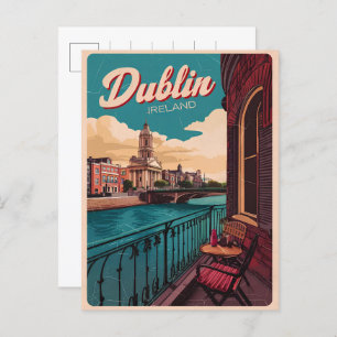 Vintage Dublin city, Ireland republic travel gifts Postcard