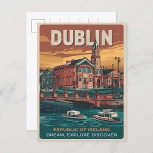Vintage Dublin city, Ireland republic travel gifts Postcard