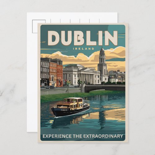 Vintage Dublin city Ireland republic travel gifts Postcard