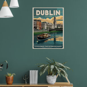 Vintage Dublin city, Ireland republic travel gifts Poster