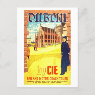 Vintage Dublin Ireland CIE Travel Poster Postcard