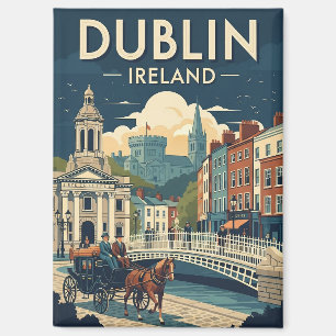 Vintage Dublin Ireland Travel Magnet