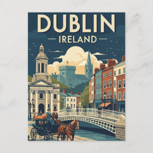Vintage Dublin Ireland Travel Postcard