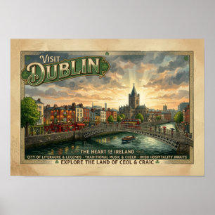 Vintage Dublin Travel Poster